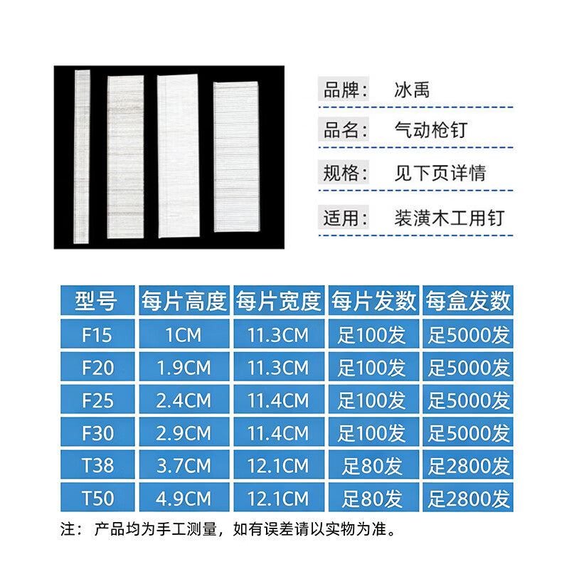 Bingyu Pneumatic Straight Nail Gun, Air-Powered Nail Sprayer, Woodworking Nail, Straight Nail Gun, F30 [5000 rounds/box] BH-236