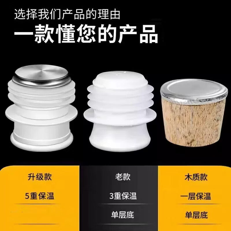 TIMUS household stainless steel thermos stopper, silicone thermos flask stopper, hot water bottle stopper, insulated bottle stopper - 304 stainless steel - small size - 4 pieces
