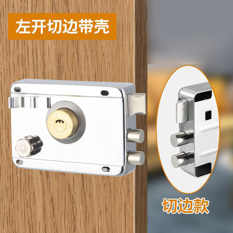 Thousand-speed wheel external door lock, old-style anti-theft lock, anti-pry, for home front doors, standard model - beveled edge - left opening.