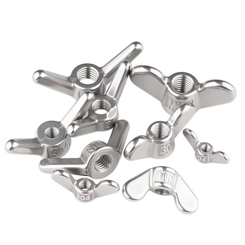 Peifan 304 Stainless Steel Hand-Tightening Nuts, Large Ear-Shaped Shear Nuts, Butterfly Nuts, M8 (5 pieces)