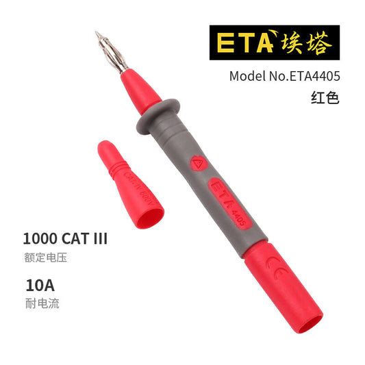 ETA 4405 Instrument Test Probe Set with 4mm Banana Socket Replacement Multimeter Probes (Red & Black x 5 pairs)
