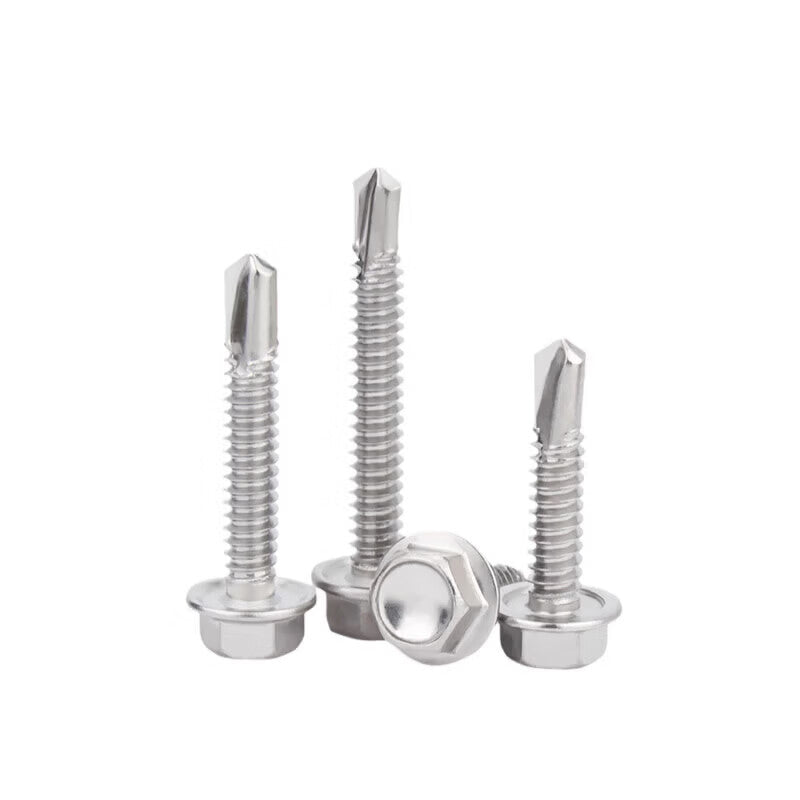 Peifan 410 Stainless Steel External Hex Self-Tapping Screw, M4.2*25 (50 pieces)
