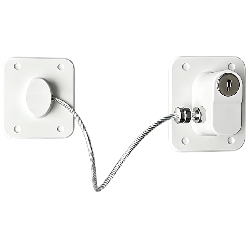 Window limiter, window lock latch, child safety lock, screen lock, refrigerator lock, safety protection, key-style, white.