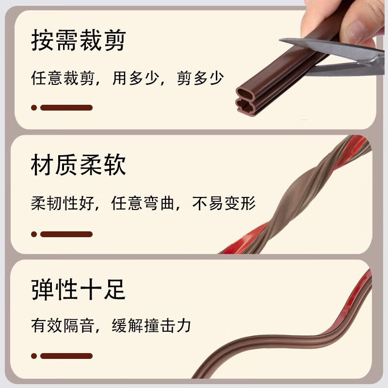 Tianli Door and Window Sealing Strips, I-shaped Brown - 6 meters long * 10mm wide * 6mm, Anti-collision and Soundproofing Strips for Security Doors and Entrance Doors, Silicone Rubber Gap Filler Strips for Windows, Door Seam Strips