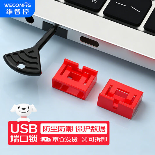 Weizhi Control Enterprise USB Port Data USB Security Lock USB Blocker Sealing Plug USB Safety Plug USB Lock USB Dust Plug Mechanical Seal 1-3E USB Lock Red (10+1)