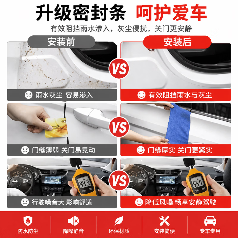 Taims automotive sealing strips, sound insulation strips, double-layer and triple-layer thickened strips, universal for all car doors, dustproof, noise reduction, and waterproof. L-shaped automotive sealing strip, 10.5*8.5mm [6 meters]