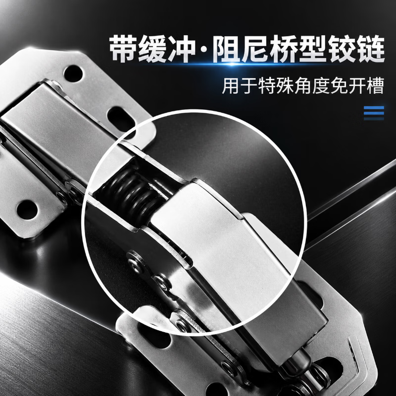Shouli cabinet door hinges, groove-free, damping, buffer, cabinet hydraulic hardware hinges, large and medium bend hinges, full and half open-end hinges, fixed installation.
