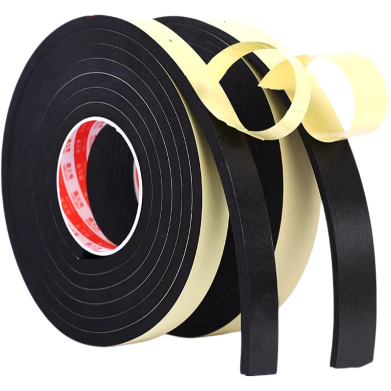 EVA single-sided sealing strip, windproof sealing strip for door and window gaps, aluminum alloy sliding window anti-leakage windproof sound insulation sponge sticker, 10mm wide * 2m long * 10mm thick (5 rolls)
