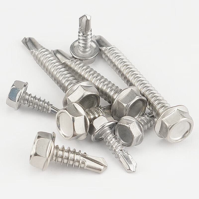 Peifan 410 Stainless Steel External Hex Self-Tapping Screw, M4.2*25 (50 pieces)