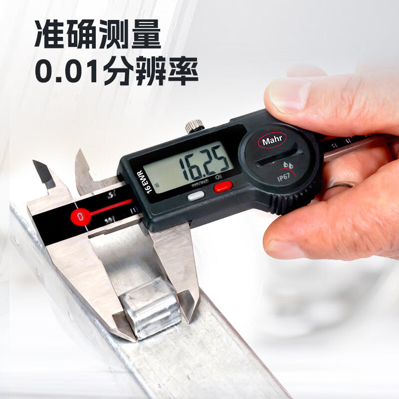 Mahr16EWR Digital Waterproof Caliper 4103070: Wired data transmission, 0-300/0.01mm, no fine-adjustment wheel, no depth probe.