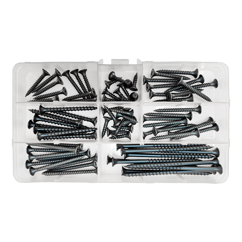 Yongli Shangmu screw set, high-strength Phillips flat head drywall screws for wall panels, drywall screw set (8 compartments, 8 types, 80 screws).
