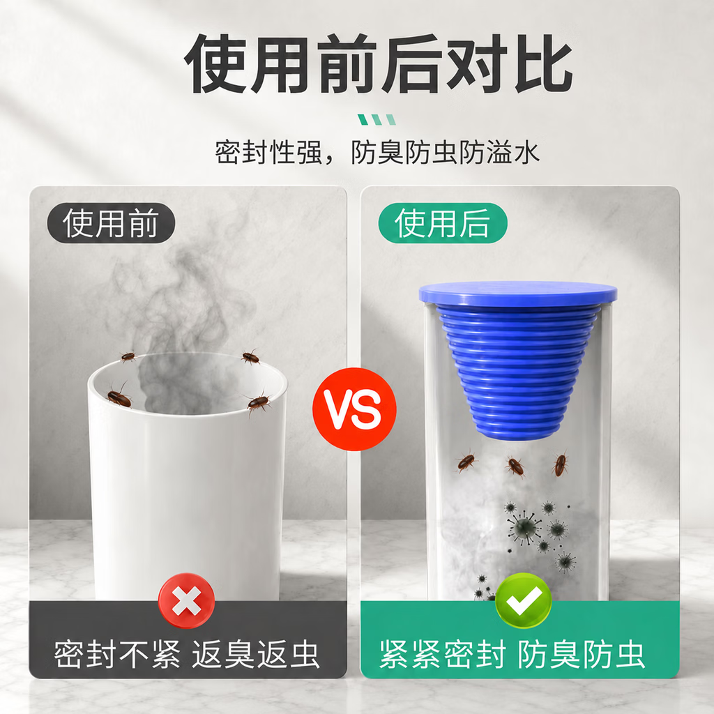 Andatong drain cover, silicone floor drain, basin, washing machine sealing plug, odor-proof device, water pipe plug, white (30-50mm hole diameter universal).