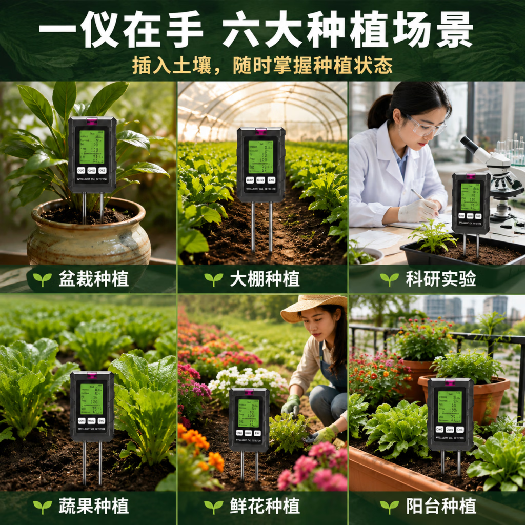 Solidified soil tester, hygrometer, soil fertility, nutrient pH value, high-precision sensor, nitrogen, phosphorus, and potassium analyzer.