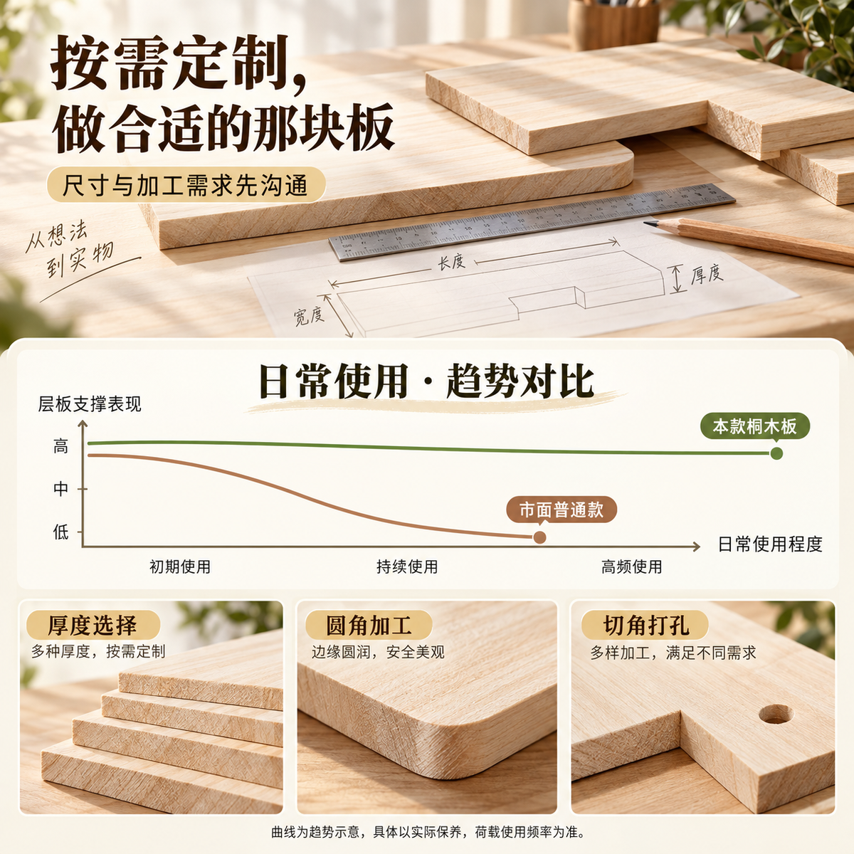 Shengduoshan custom-made solid wood paulownia wood wardrobe with tiered thin partitions and storage racks. Materials: raw wood panels, custom-made sizes.