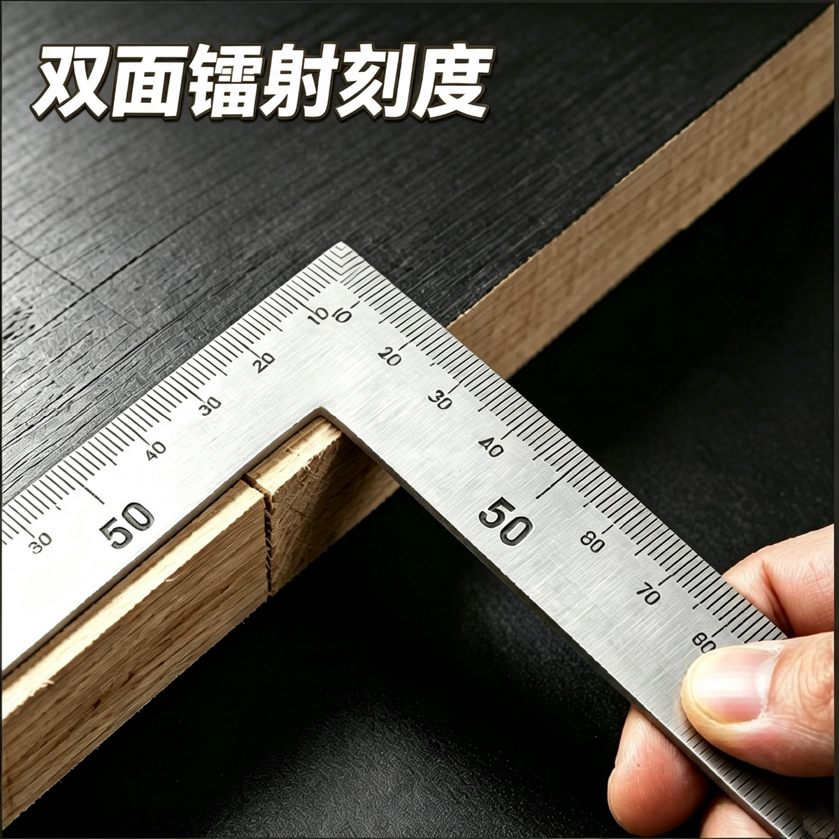 Befute High-Precision Stainless Steel Ruler, Thickened Steel Ruler, 90-Degree Steel Plate Cutting Right Angle Calibration Ruler, 150*300MM