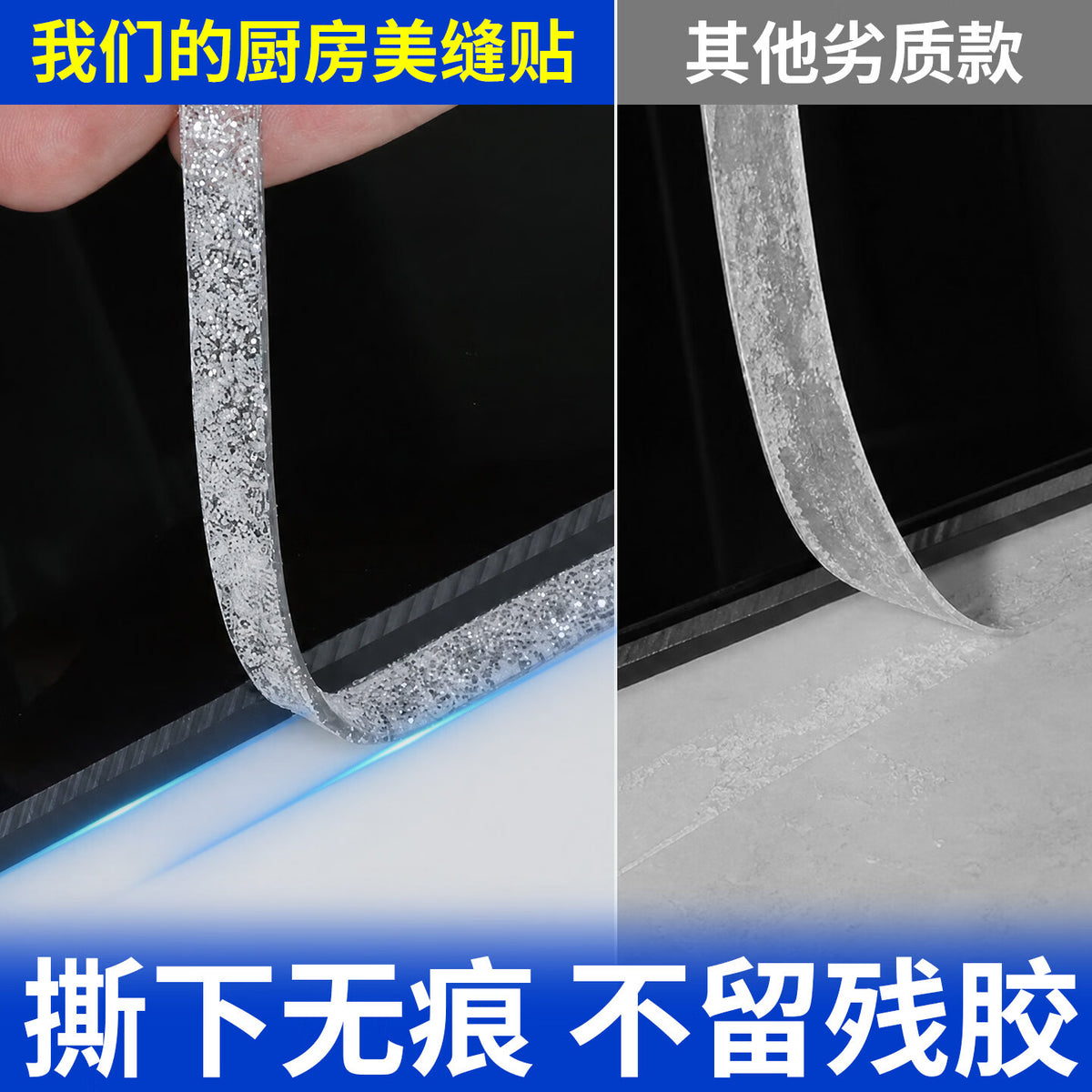Milage Kitchen Grout Sealing Strips, Sink Sealing Strips, Countertop/Floor Sealing Strips, Waterproof, Mildew-proof, Moisture-proof Decorative Strips, Noble Silver, 8mm Wide * 6m Long [1 Roll]