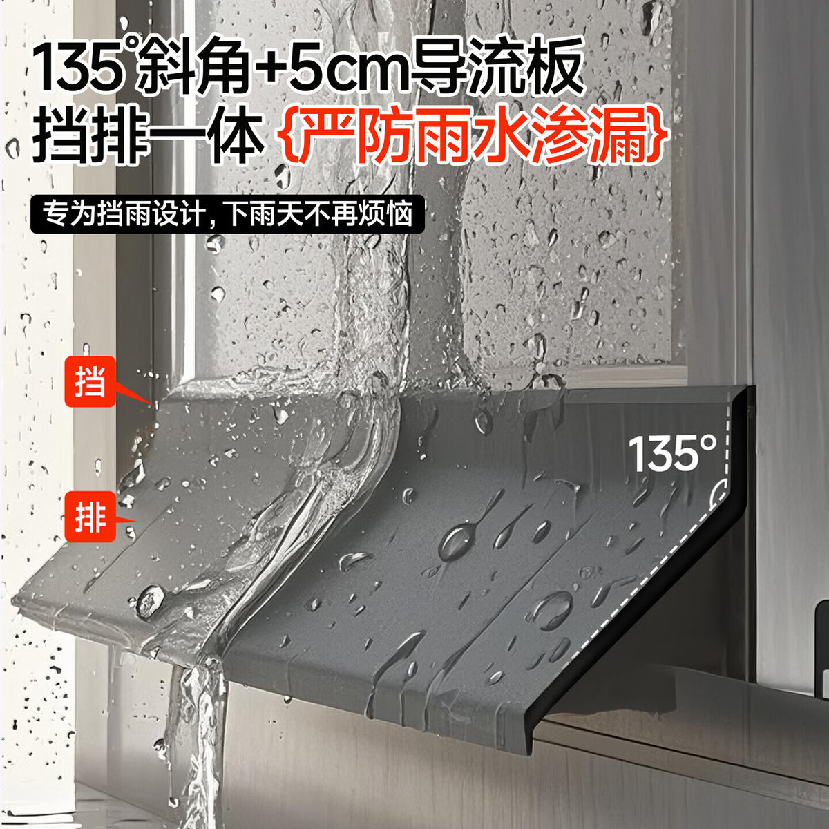 Hauscop window waterproof strip, rainproof barrier, rainproof device, outdoor window seam prevents rainwater backflow, prevents water seepage and rain drift, black 1 meter - universal for window outer edge - 4.5cm wide