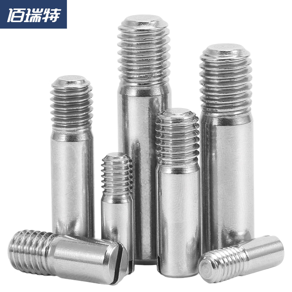 Bairuite 304 Stainless Steel Slotted External Thread Cylindrical Pins, Natural Color, M3*6 [50 Pieces]