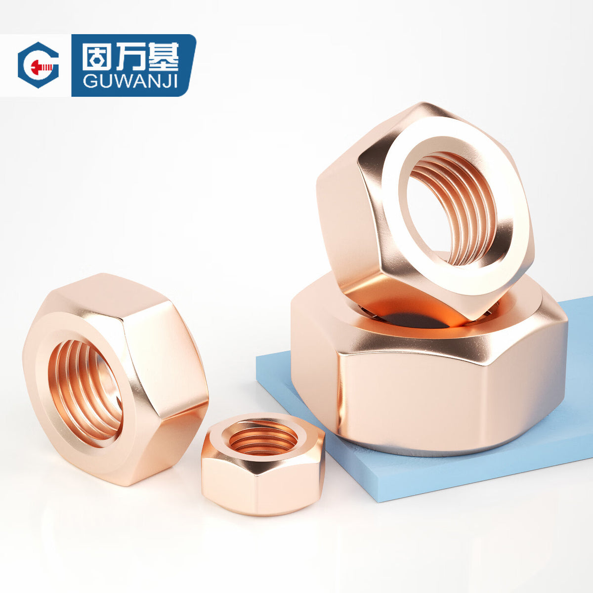 GUWANJI T2 copper hexagonal nut, copper locking screw cap, red copper nut M22 [1 piece]