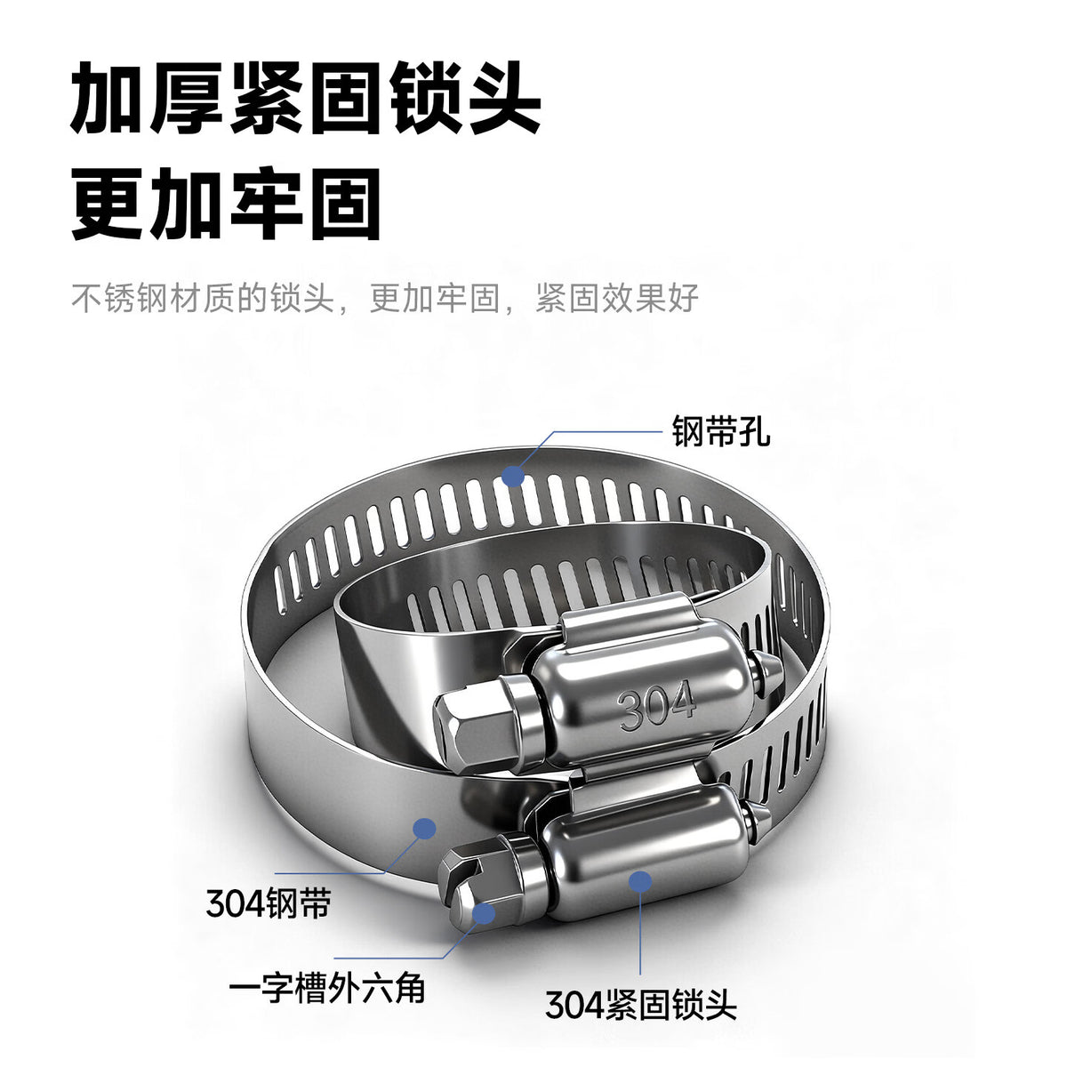 TYO304 Stainless Steel Hoops, Surveillance Hoops, Brackets, Stainless Steel Clamps for Utility Poles and Water Pipes, 118-140mm/Diameter (5 pieces)