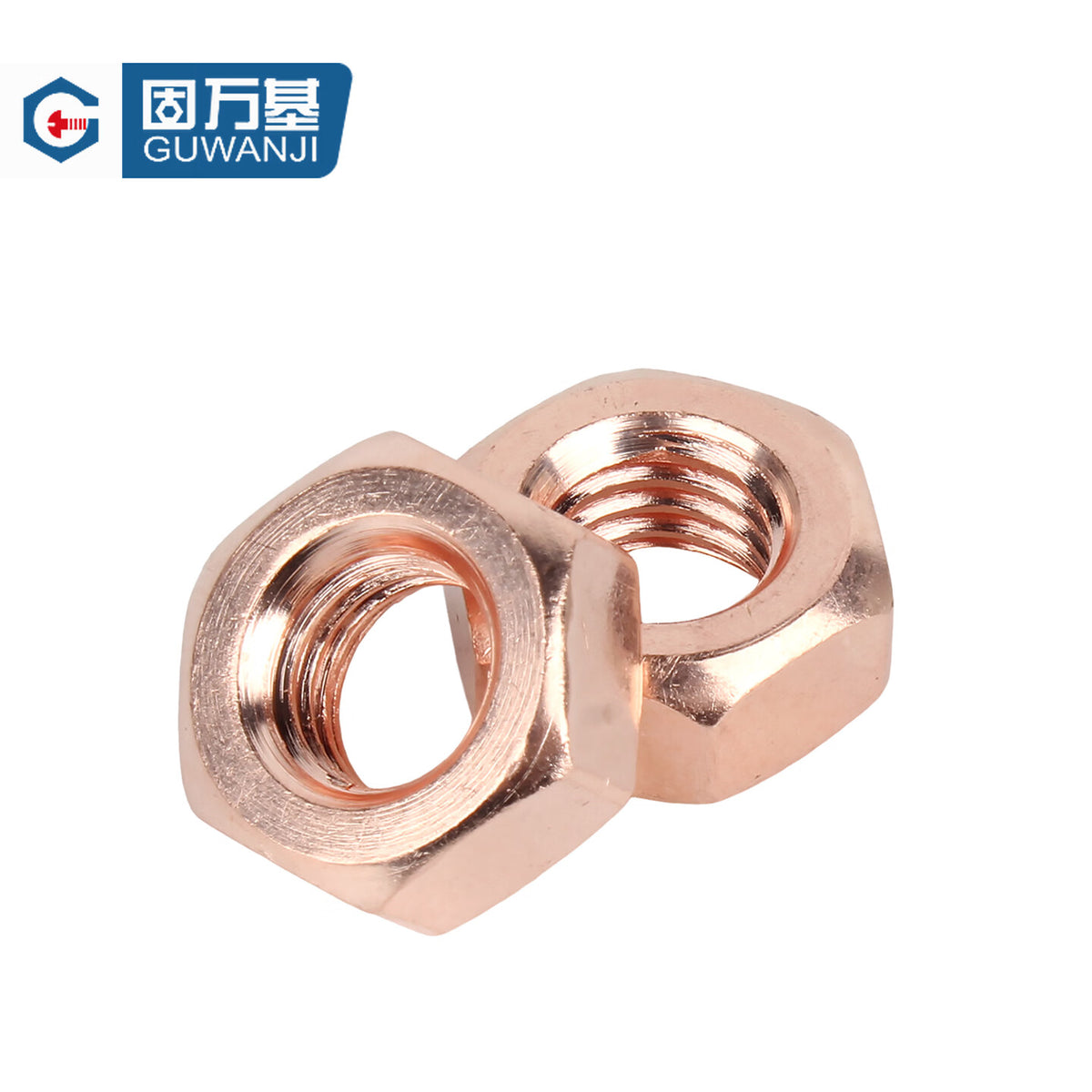 GUWANJI T2 copper hexagonal nut, copper locking screw cap, red copper nut M22 [1 piece]