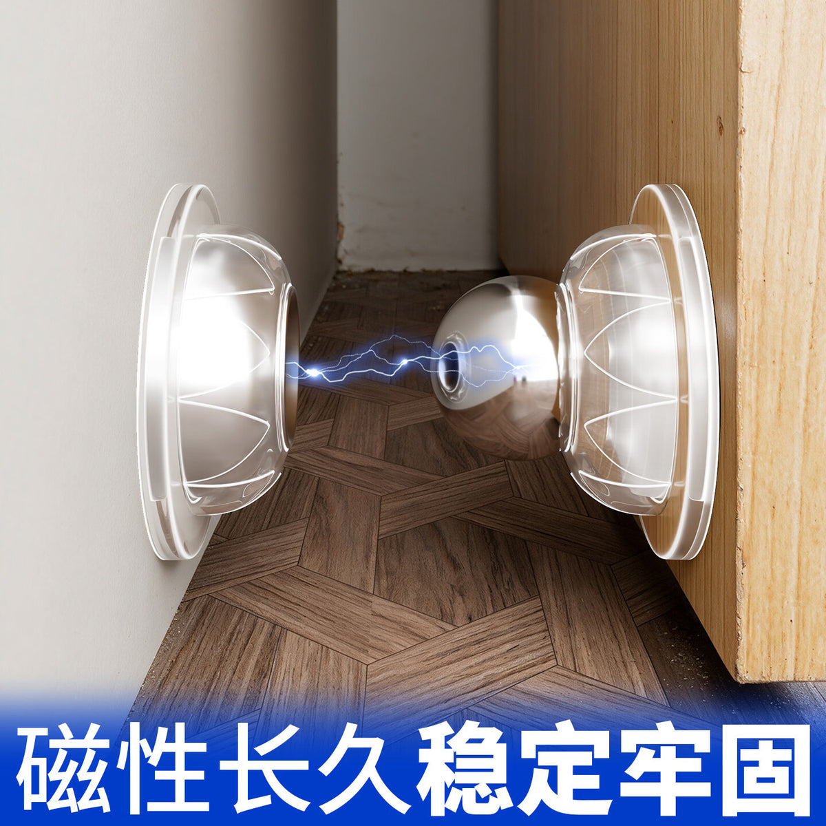 Milage Magnetic Door Stopper, No Drill Required, Anti-collision Door Stopper, Powerful Magnet Door Stopper, Bathroom Top Door Back Silicone Wall/Floor Sticker, Strong Magnet/No Drill Required, Short - Transparent [1 Piece]