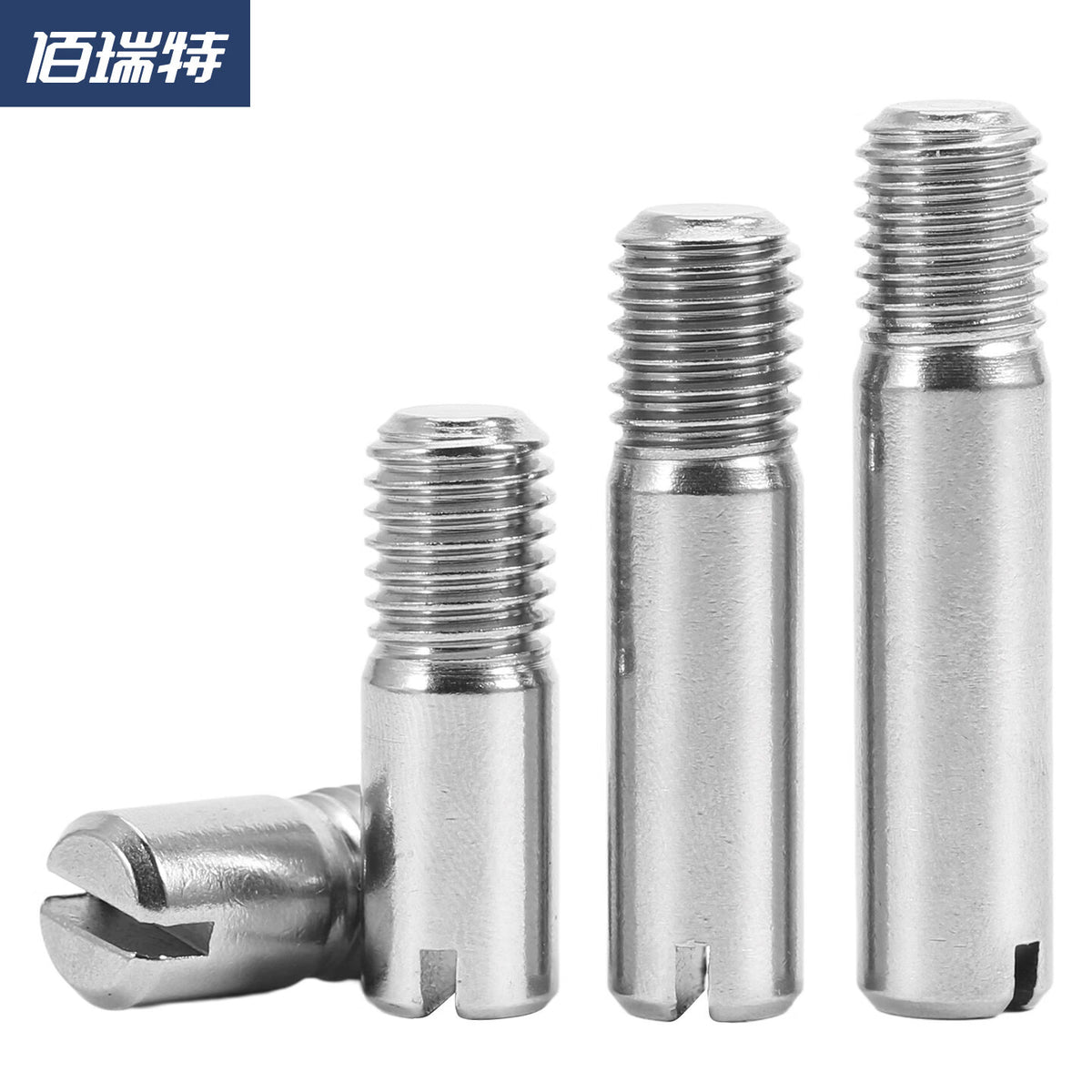 Bairuite 304 Stainless Steel Slotted External Thread Cylindrical Pins, Natural Color, M3*6 [50 Pieces]