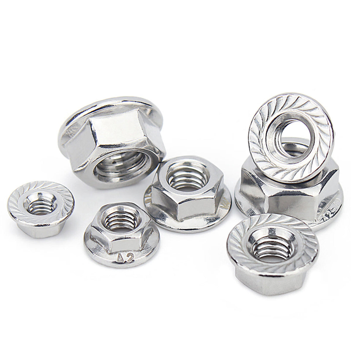 Tengchi (CT) Hexagonal Flange Nuts, Stainless Steel Hexagonal Anti-slip Nuts with Washers, Anti-loosening Nuts, 316 Stainless Steel M8 (20 pieces/pack)