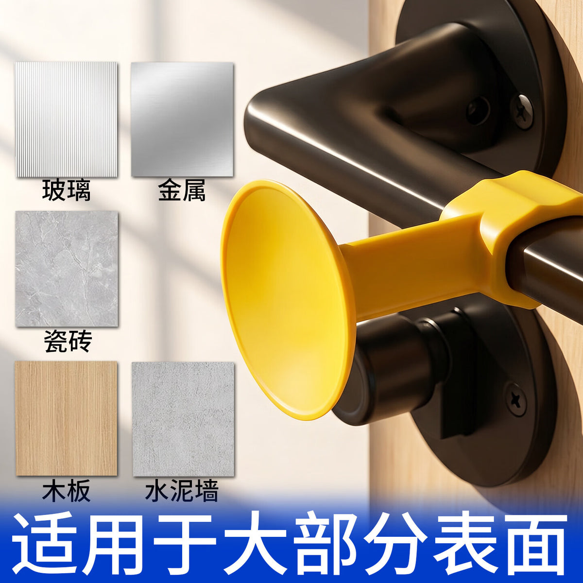 Milaqi No-Drill Anti-Collision Door Handle Silicone Anti-Collision Buffer Sticker Bathroom Door Back Suction Cup Door Stopper Door Bumper Eco-friendly Silicone Yellow Pack [3pcs]