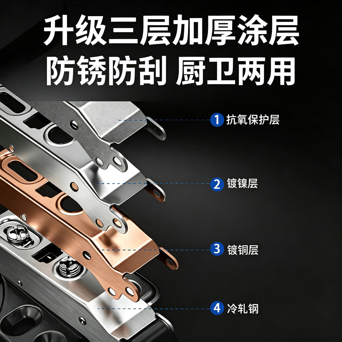 Star Emblem SH-ABC hinge, three-stage force, small angle buffer, anti-pinch, damping hydraulic aircraft hinge, three-dimensional eccentric adjustment, thickened rust-proof wardrobe and cabinet door hinge, 2 pieces/embedded large bend/quick install.