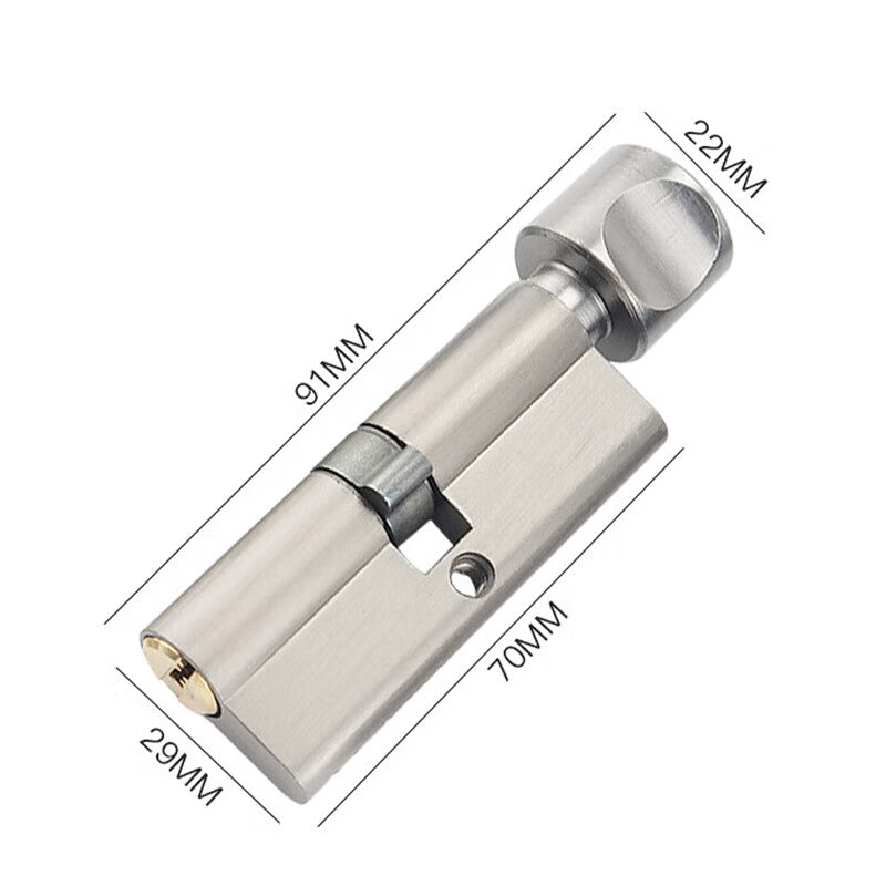 Bingyu Interior Door Lock Cylinder with Brass Key, Wooden Door Handle Lock Cylinder, Gray, Bedroom Door, BH-677