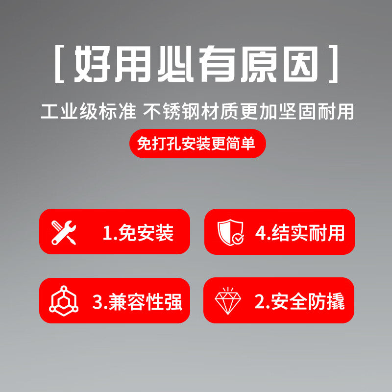 Huangchi Glass Door Lock, Office Glass Sliding Door Lock, Double Opening Glass Door Lock, Drill-Free, 304 Stainless Steel