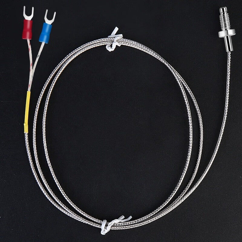 Ouhuayuan K-type, E-type, M6 screw-type thermocouple temperature sensor, thermocouple temperature controller probe, temperature sensing wire K-type, M6 metric (fine thread), 1 meter wire.