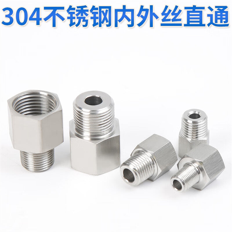 Tanqi 304 Stainless Steel Pressure Gauge Internal/External Thread Converter Fitting: Internal M14*1.5 - External 1/2 (4-point)