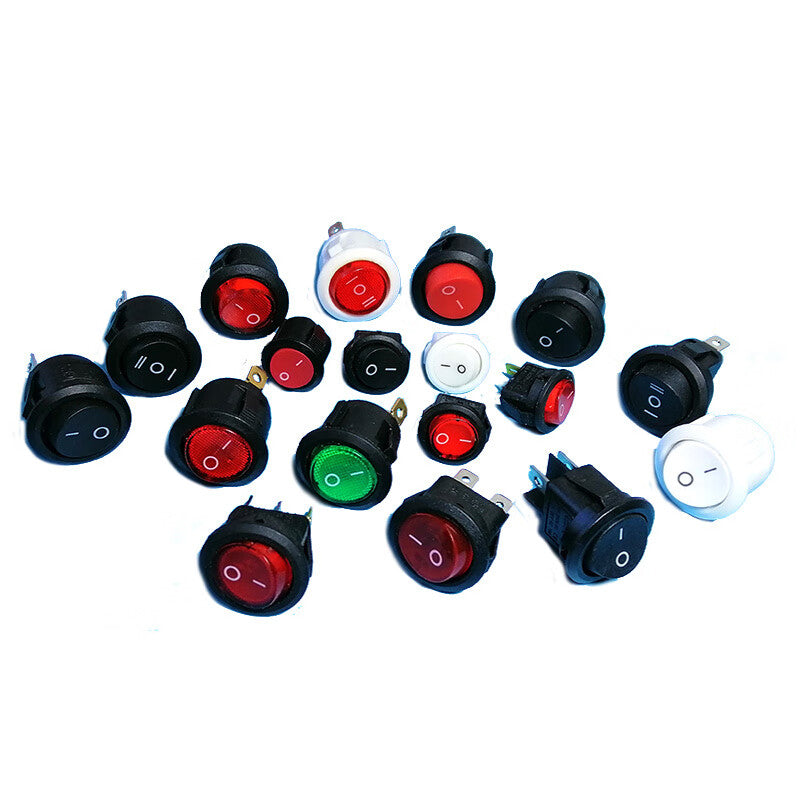 Baidate KCD1 Miniature Power Rocker Switch with Illumination, 15mm Mounting Hole, 3-Pin, Two-Position, Red with Illumination (10pcs)