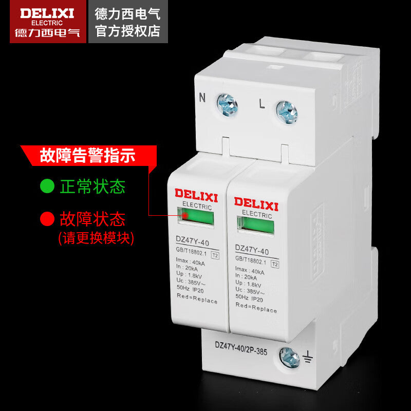 Delixi Surge Protector Lightning Arrester 40KA/2P 385V