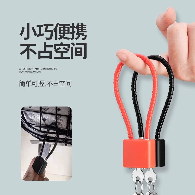 Pangu Precision Cabinet and Filing Cabinet Steel Wire Combination Padlock Steel Cable Anti-theft Lock Long Padlock Black - 28cm Through Opening