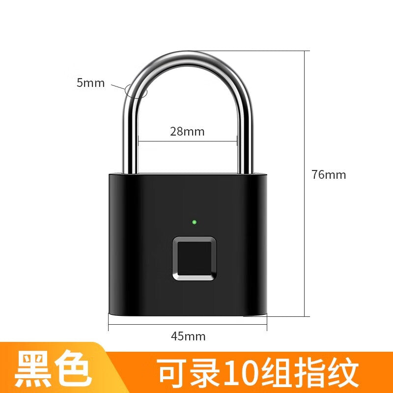 Honggong fingerprint smart padlock, fingerprint padlock electronic padlock head, home security door lock, black.