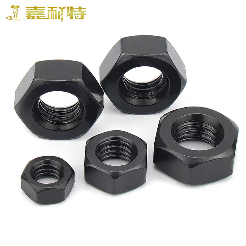 10 pieces of 12 grade high-strength hexagonal nuts, carbon steel blackened nuts, M12 (P1.75).