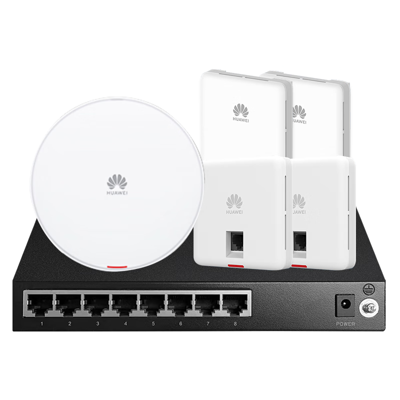 Huawei whole house WiFi6 package network coverage Gigabit dual-band 3000M large flat villa multi-room 1 ceiling AP + 2 86 panel single network port + 2 dual network port AP + 8-port POE