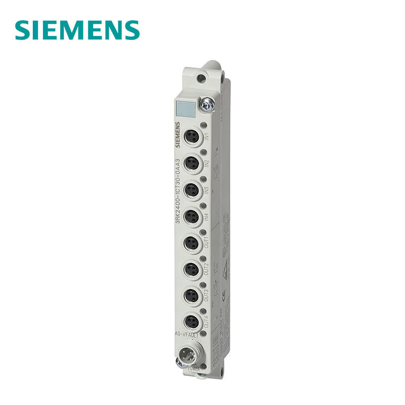 Siemens digital AS-i compact module K20A/B slave, 4DI/4DQ, IP67 4 inputs, 4x outputs, 1A, 24VDC all outputs max. 2A 8 M8 sockets; 3RK24001CT300AA3