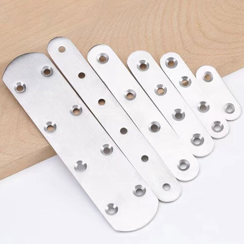 Deyu Utilities Stainless Steel Straight Angle Brackets, Connectors, Angle Plates, 96*16*1.8mm, 4 Holes, 10 Pieces per Pack
