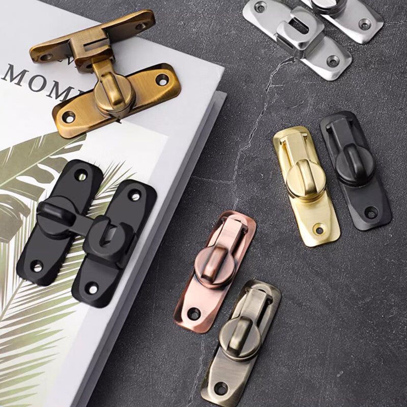 Deqi security door latch, sliding door and window lock bolt, no-drill swing door latch, antique bronze - 90°/180° universal