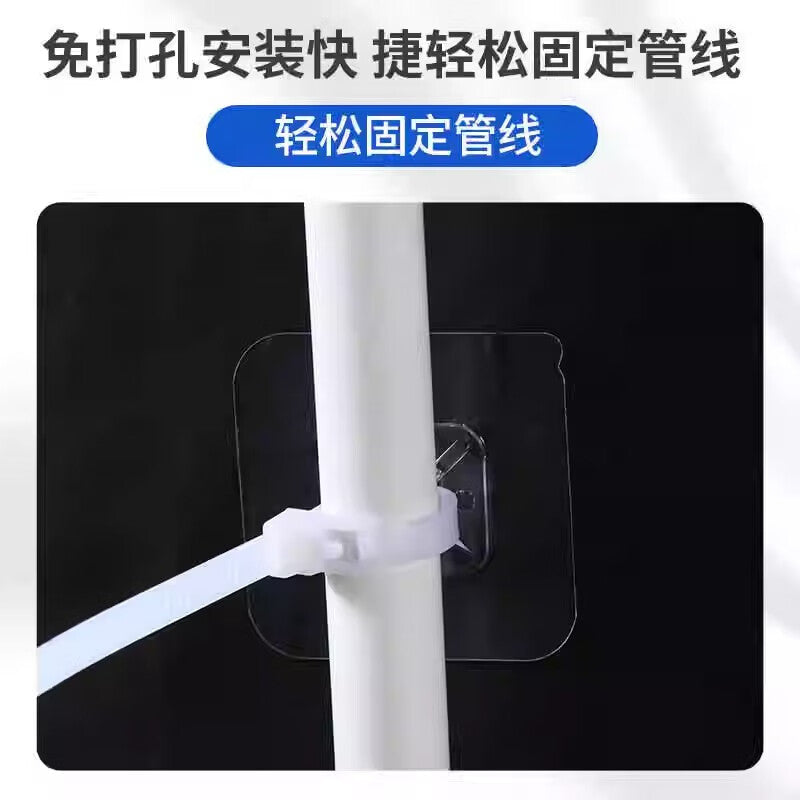 TIMMS No-Drill Cable Tie Holders - Gas Drain Pipe & Electrical Wire Fixing Clips - Adjustable Clips - 10-Pack