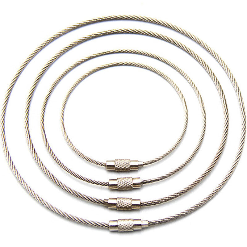 Deyu Crafts - Stainless Steel Wire Rope Keychain, Wire Ring, Wire Lock. Unit: Piece. 1.5mm*15cm