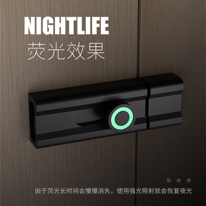 No-drill door bolts for bedroom doors, wooden door latches, and security door latches. Black, luminous, 80mm.