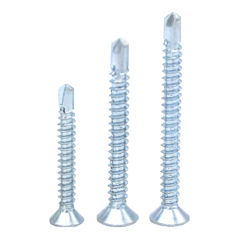 Bingyu Cross-head Countersunk Self-Drilling Screws, Flat Head Drill-Screws, Dovetail Screws, GB15856.2 H-type, Blue-White Zinc, ST4.2*50 (300 pieces/pack) BYsy-36