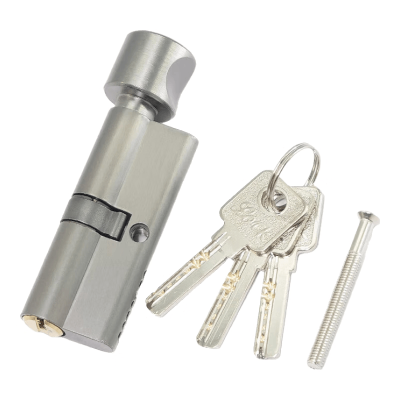 Bingyu Interior Door Lock Cylinder with Brass Key, Wooden Door Handle Lock Cylinder, Gray, Bedroom Door, BH-677