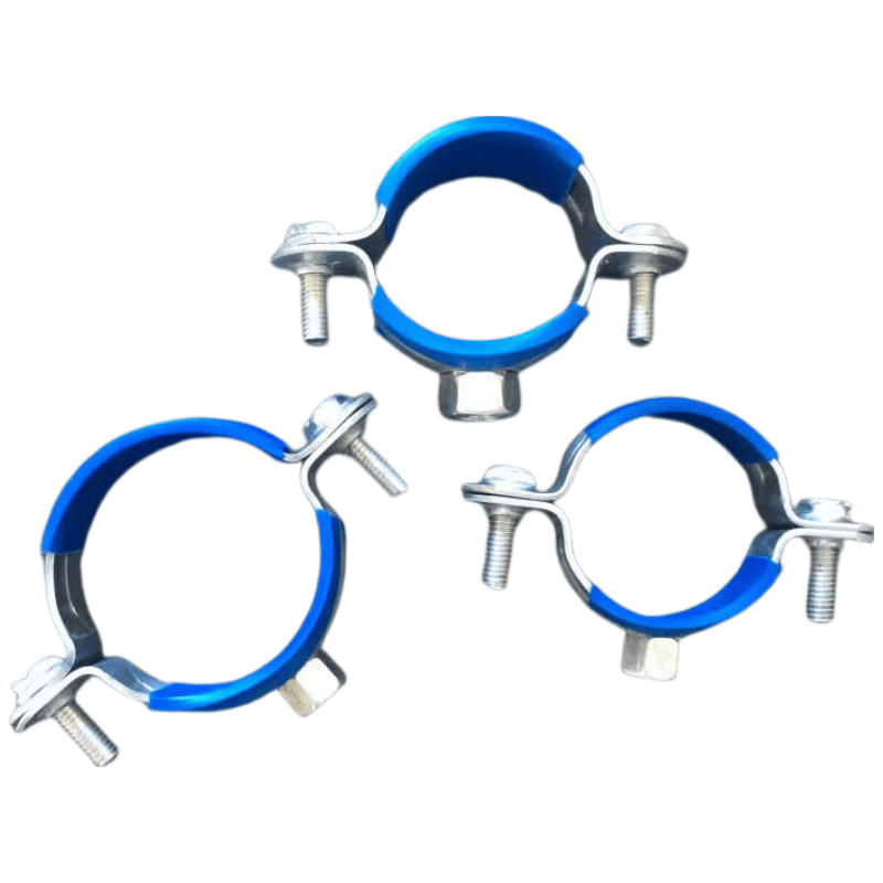 Hantiangong Thickened Metal Pipe Clips (PVC), Water Pipe Clamps, Pipe Buckles, Pipe Grips, Water Pipe Fixing Clips, 20mm, Blue Cover, Nails Not Included, 10 Pieces Per Pack