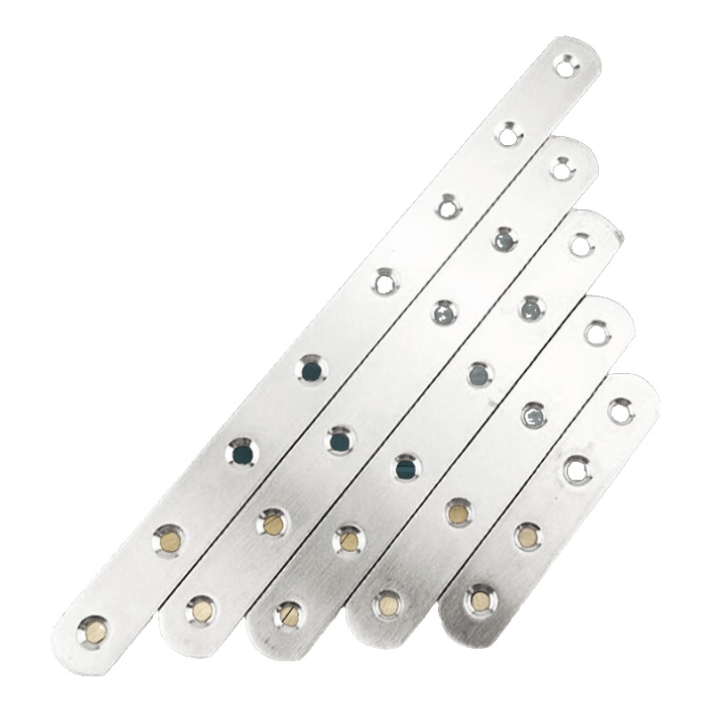 Bingyu Stainless Steel Straight Angle Brackets (10 pieces), Slotted Angle Brackets, Straight Bar Fastening Connectors, Size 7, 4 Holes, 124*20mm (2.4mm Thick), with Screws, BX-13